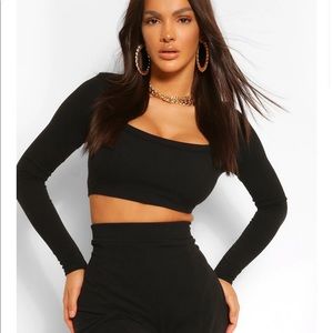 Ribbed Scoop Neck Crop Top
